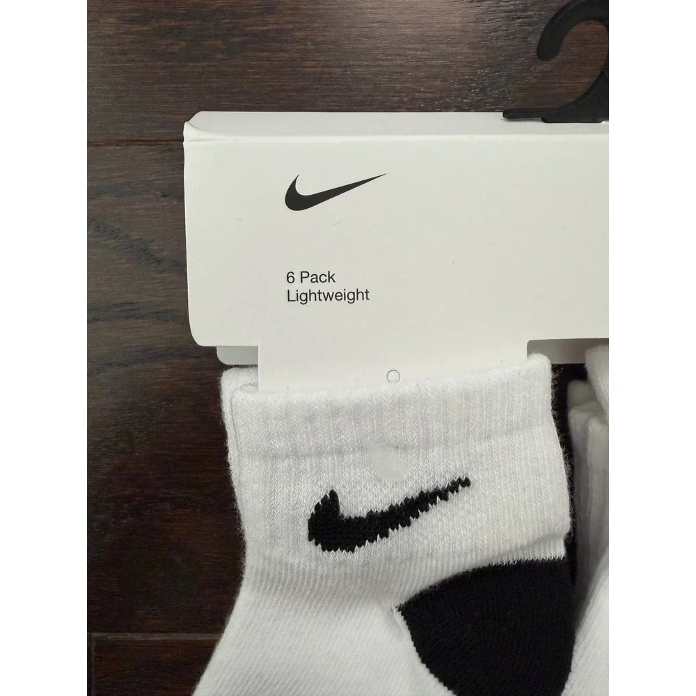 Nike Infant 6-Pack Lightweight Ankle Socks White Black NN0299-001 12-24 Months